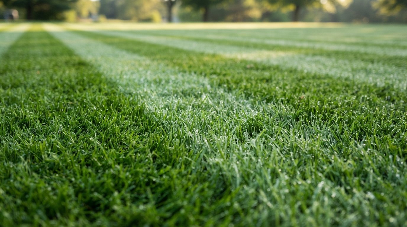 Freshly mowed striped lawn